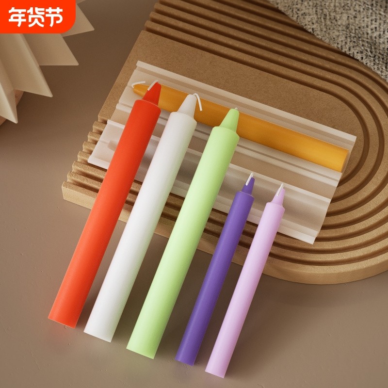 水晶滴胶diy光面常规大小长条圆形蜡烛杆硅胶模具香薰氛围蜡烛模
