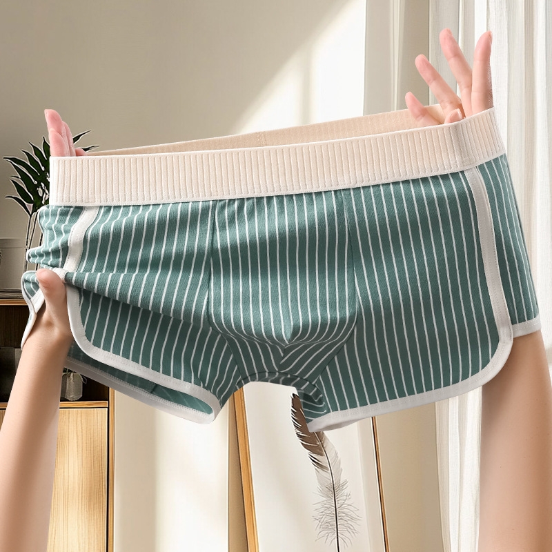 纯棉男士内裤港风条纹印花独立包