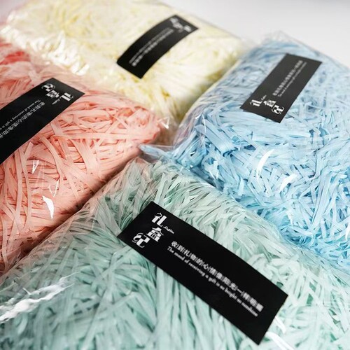 礼品盒拉菲草填充物碎纸条装饰材料结婚喜糖礼盒碎纸丝水果填充纸