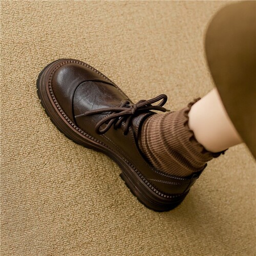 意尔康黑小皮鞋女2026新