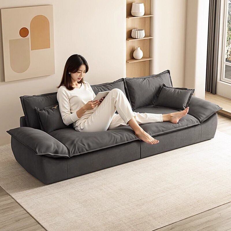 直排帆船沙发意式小户型客厅三人位超宽坐深现代布艺懒人双人沙发