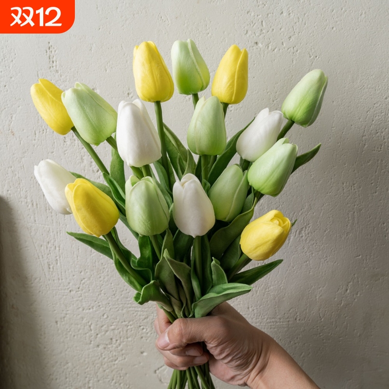 PU郁金香植物仿真花手捧绢花家居婚庆MW01502店铺装饰逼真