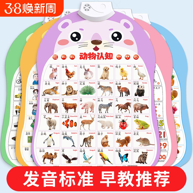 有声早教点读挂图宝宝学说话婴幼儿童识字认知玩具发声书启蒙墙贴