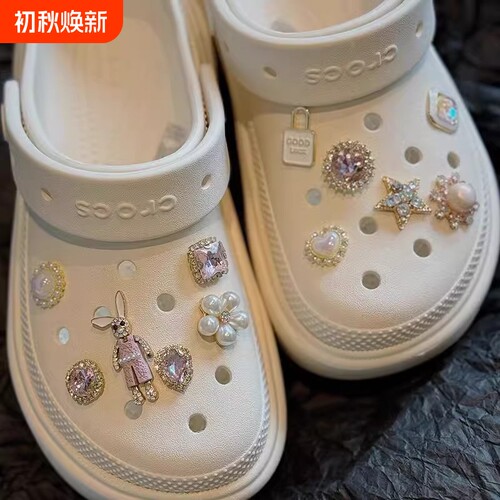 原创“爱丽丝梦境”洞洞鞋金属鞋花鞋扣crocs配饰diy智必星蝴蝶