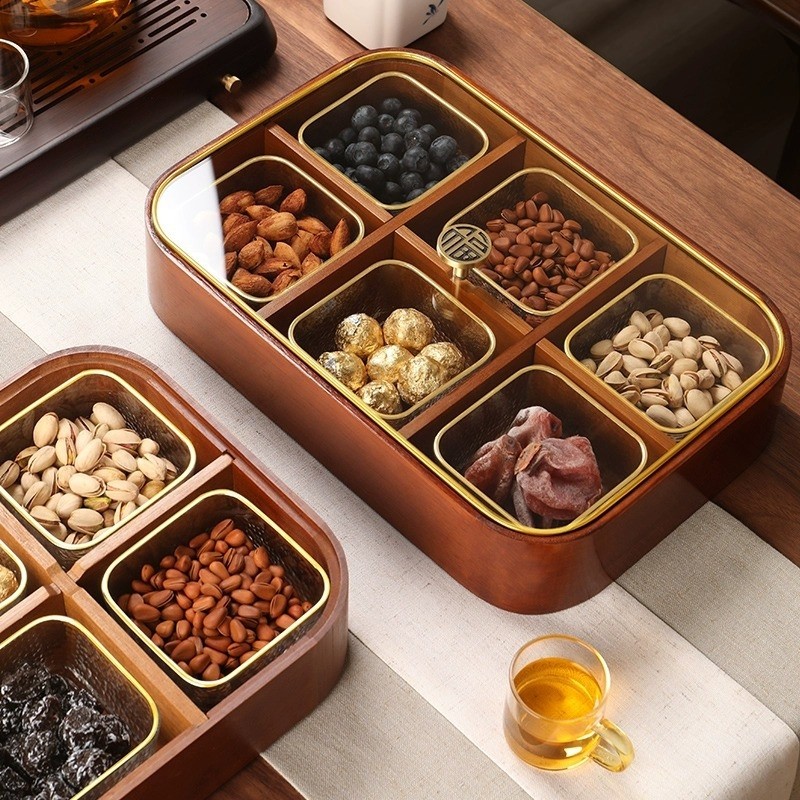 金边玻璃水果盘家用客厅茶几简约现代轻奢风新年结婚零食盘干果盘