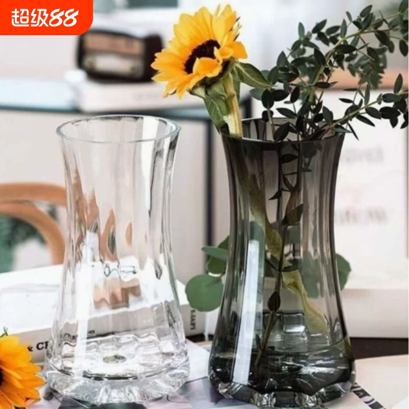 轻奢简约玻璃花瓶高级感水养百合鲜花客厅插花创意摆件电视柜桌面图片