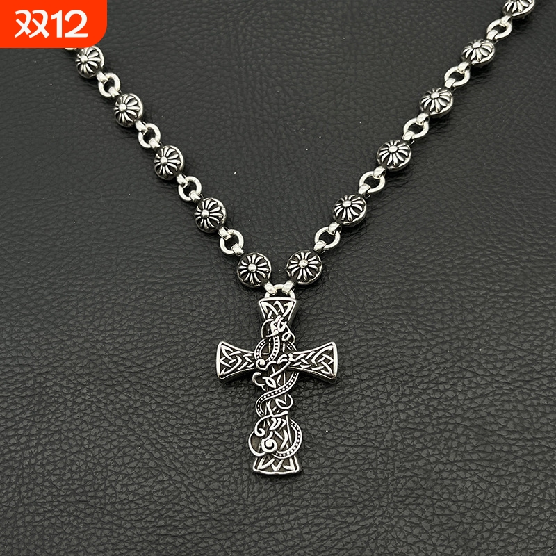 ODEK高级复古凯尔特龙十字架项链时尚吊坠重工潮牌男士vintage