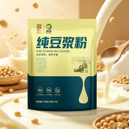 冰泉纯豆浆粉无糖方便高蛋白速溶健身冲饮营养早餐独立小袋装