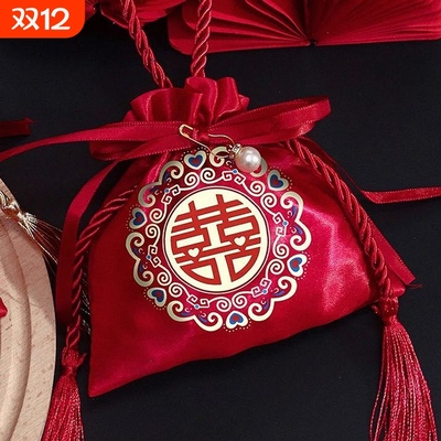 高档喜糖袋子礼盒婚礼结婚专用手拎瓜糖盒布袋伴手礼糖果手提新款