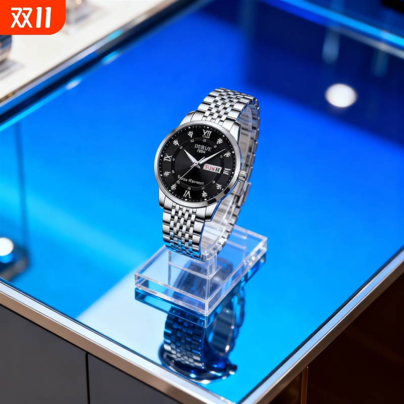 男款商务防水石英腕表镂空男士手表男正品名牌全自动非机械表钢带