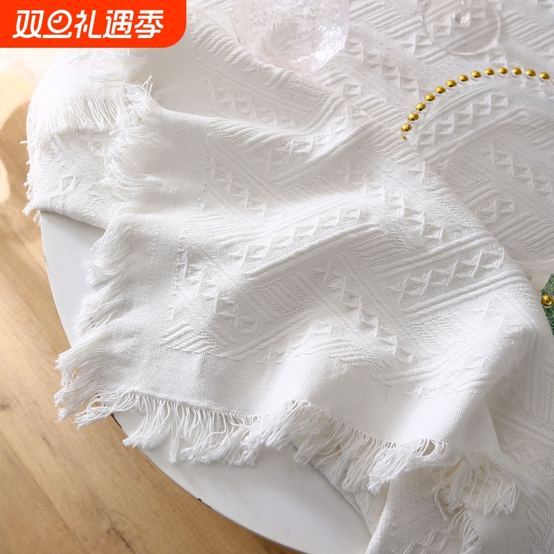 ins风白色拍照背景布条纹款