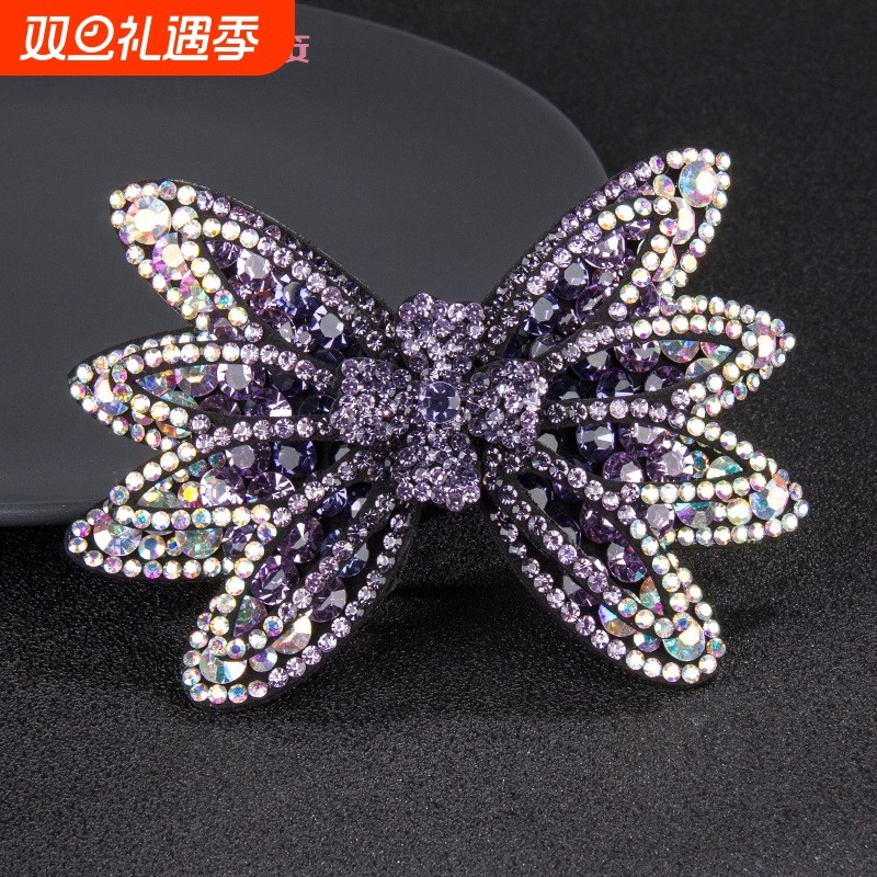 彩色蝴蝶结发夹发卡女韩国水钻弹簧夹顶夹横夹镶钻高档马尾夹发饰