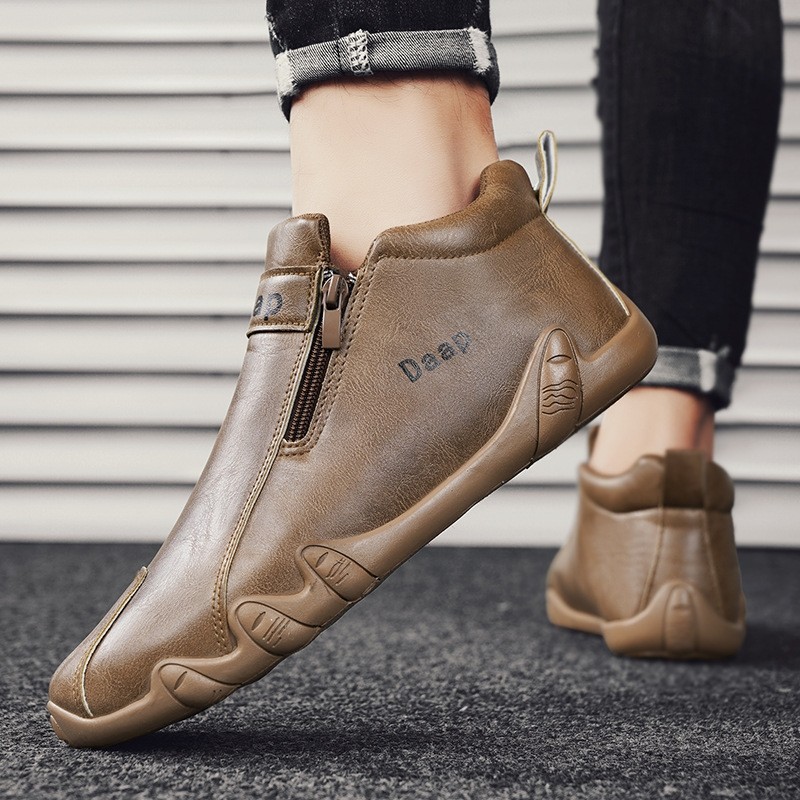 皮面运动休闲懒人鞋户外春秋季新款八爪鱼拉链轻便男鞋时尚潮鞋子,流行男鞋,时尚休闲鞋,淘宝优惠券,粉丝福利购,淘宝优惠卷