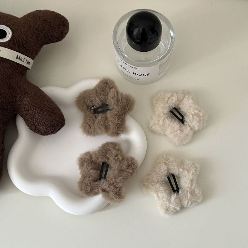 奶芙毛绒五角星发夹BB夹发饰