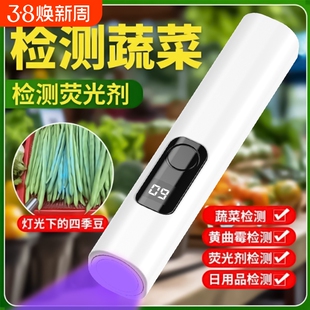 紫光灯蔬菜水果荧光剂检测笔紫外线蓝光验钞鉴定专用365nm手电筒