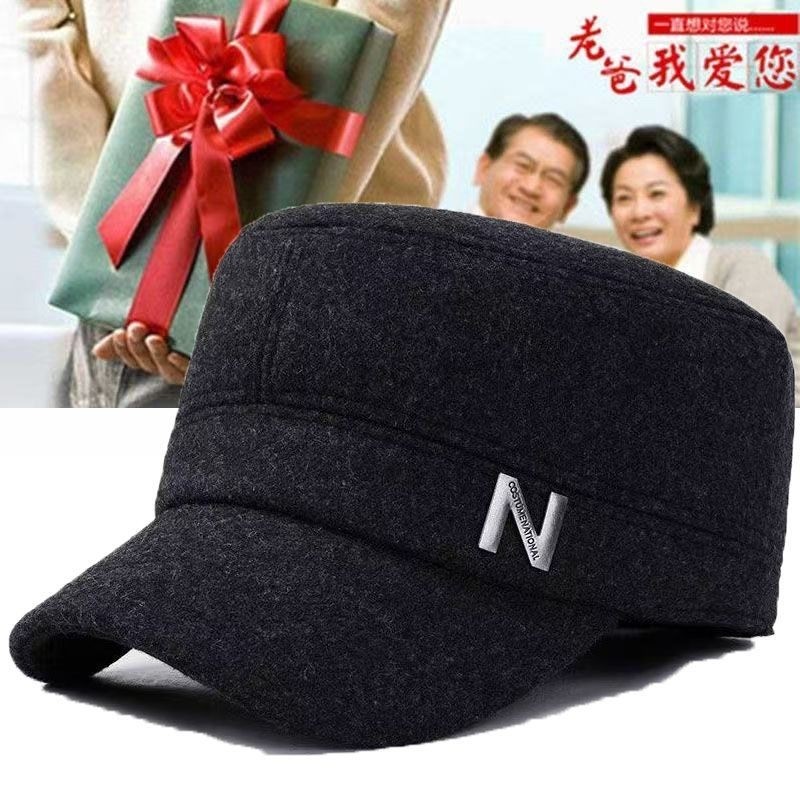 中老年爸爸保暖防寒鸭舌帽老人帽子男冬季冬天爷爷护耳老头平顶帽