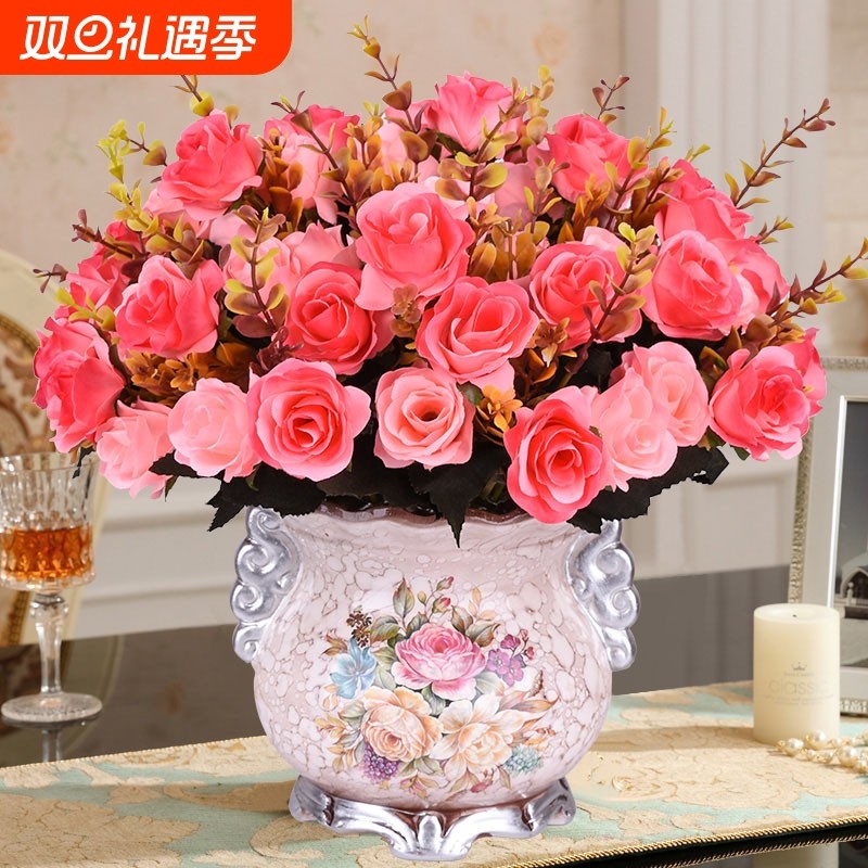 装饰假花客厅摆件餐桌花电视柜干花摆设室内盆栽欧式插花摆放花卉