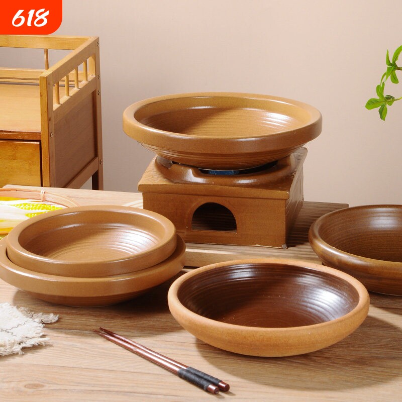 湘菜馆土钵餐具粗陶酒精炉盘子加热底座商用干烧不裂特色干锅砂锅