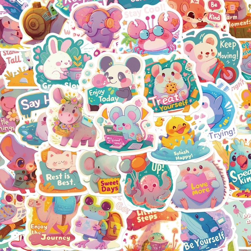 100张多巴胺动物贴纸趣味手绘ins风装饰手账桌面手机壳笔记本,文具电教/文化用品/商务用品,贴纸/立体贴纸,淘宝优惠券,粉丝福利购,淘宝优惠卷