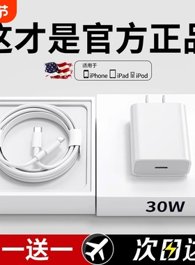 适用iphone16promax充电器头PD30W快充15pro苹果14数据线type-c正品usb-c12插头ipad手机45W13plus套装XR有线