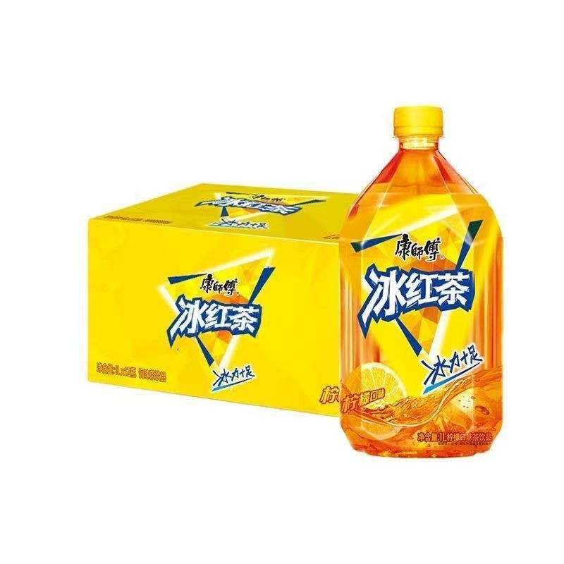 康师傅1L*12瓶冰红茶绿茶瓶装茶饮料大瓶装香茶饮G柠檬好喝饮品