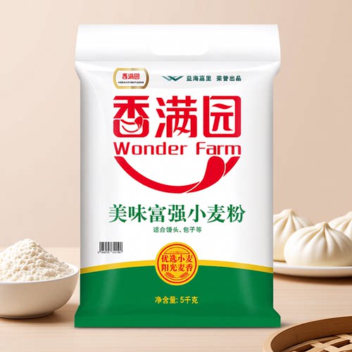 面粉香满园 WONDER FARM美味富强小麦粉5kg家用10斤粉质细腻