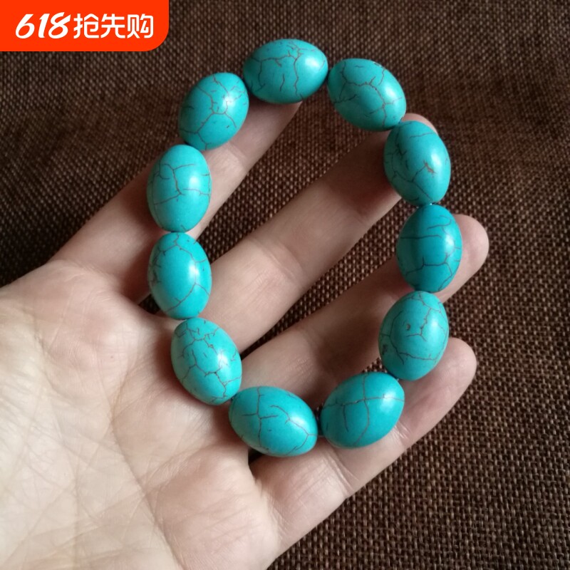 优化绿松石手串原矿手链松石佛珠鼓珠男款男士时尚饰品配饰手串