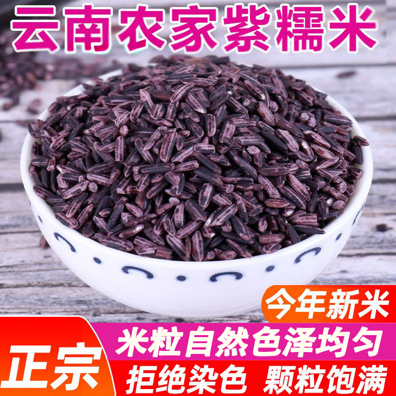 新货云南紫米散装农家墨江新米长粒血糯米奶茶店寿司饭团紫糯米