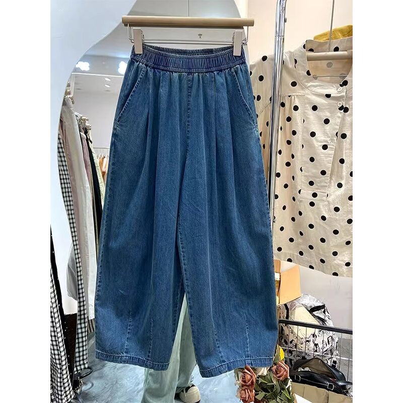 新款女童夏季薄款防蚊裤儿童中大童透气吸汗宽松牛仔阔腿裤童装