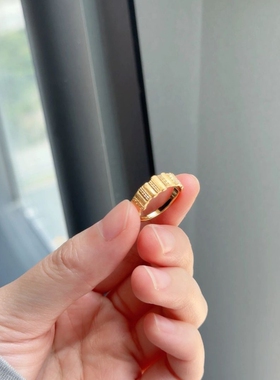 小红书同款流金岁月金色拉丝闪片戒指女时尚轻奢不规则高级感手饰