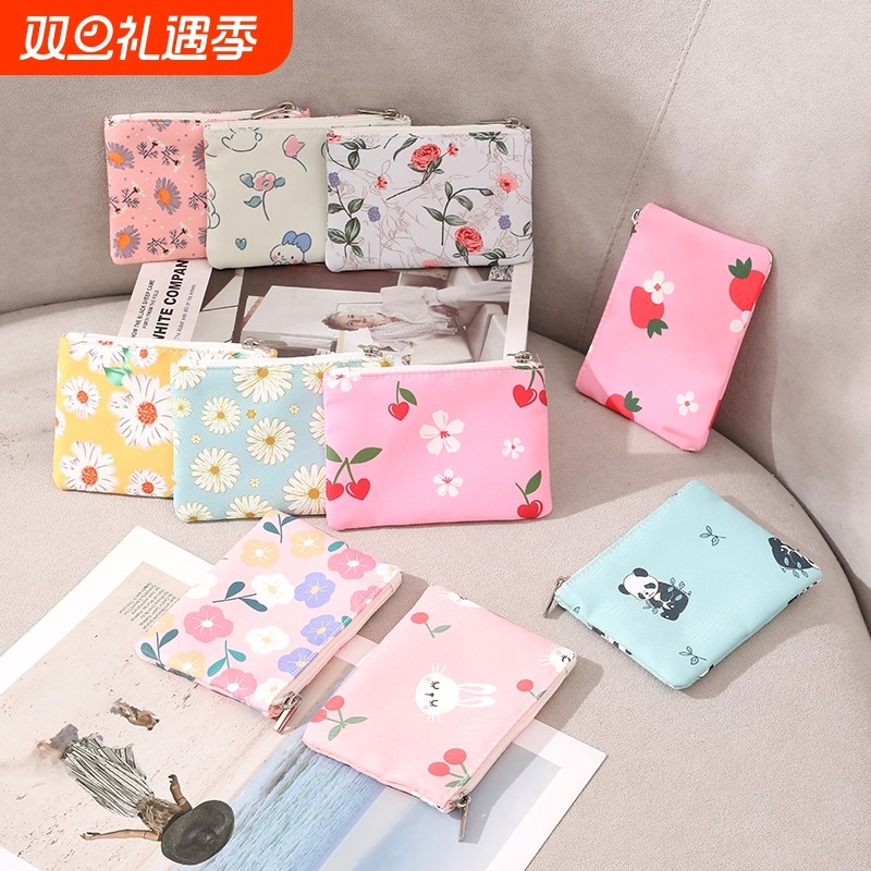 迷你杂物便携零钱包女短款钥匙可爱收纳包学生帆布小包拉链小布袋