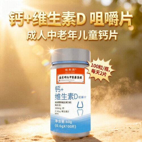 钙+维生素D咀嚼片成人补钙100片