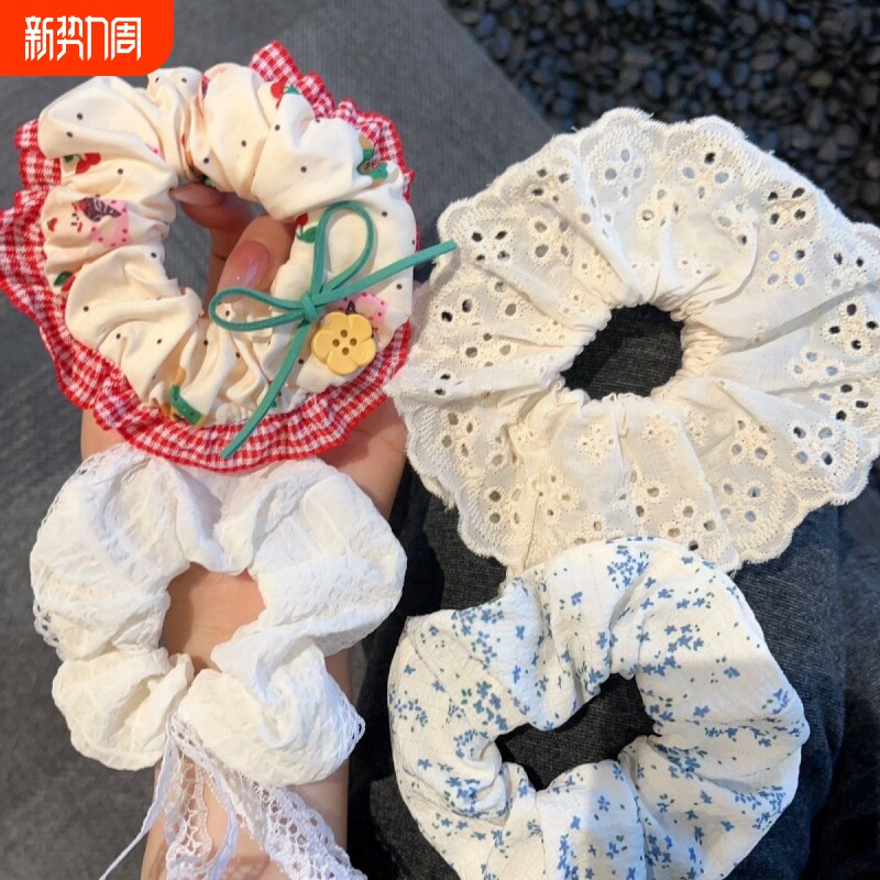 大肠圈少女心蝴蝶结发绳发圈网纱韩系头绳超仙半扎马尾发饰2024新