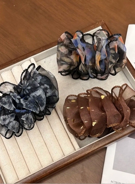 碎花丸子头马尾夹发夹固定神器发饰后脑勺头发抓夹头饰女黑色蓝色