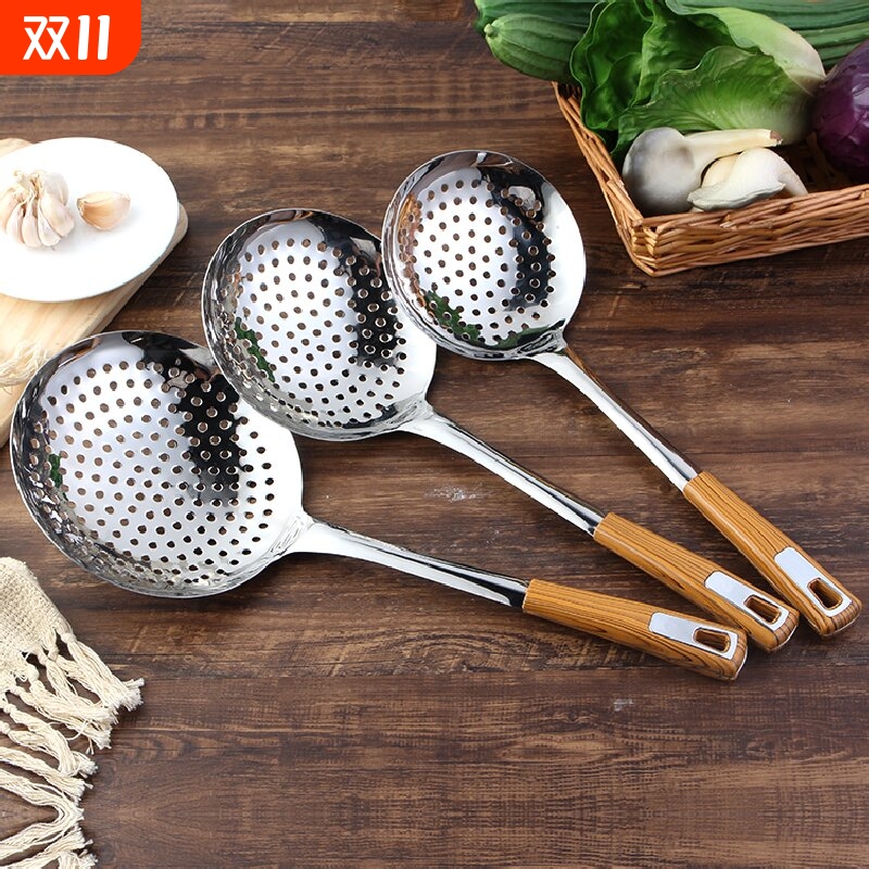 家用不锈钢漏勺加厚大号捞勺饺子厨房过滤网笊篱商用火锅沥水勺子