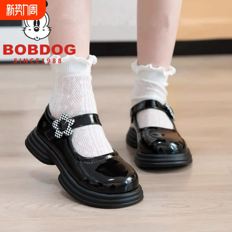 巴布豆女童小皮鞋秋季2025新款儿童公主演出黑色单鞋女孩玛丽珍鞋