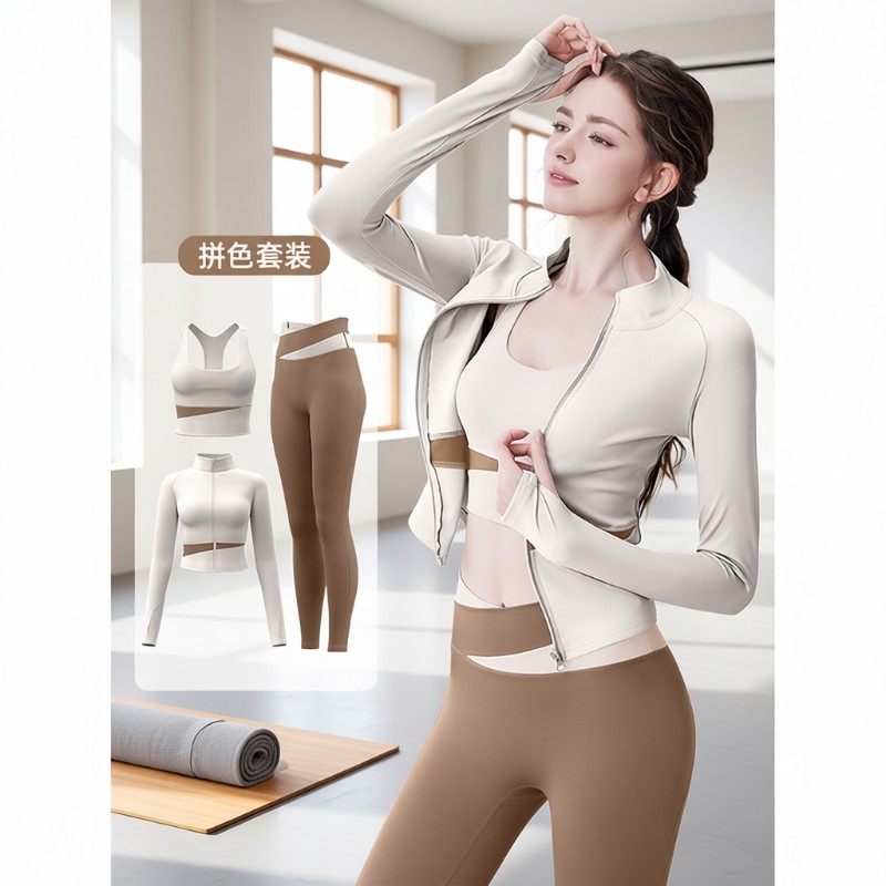 运动套装女秋健身房瑜伽服2025新款专业普拉提训练晨跑步短袖上衣
