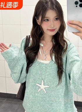 夏日银色不规则海星项链甜酷亚文化辣妹五角星锁骨链夸张十字架