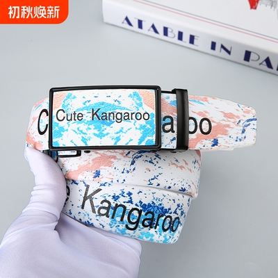 Cute Kangaroo新款全卡槽自动腰带男女同款高级牛仔裤皮带字母