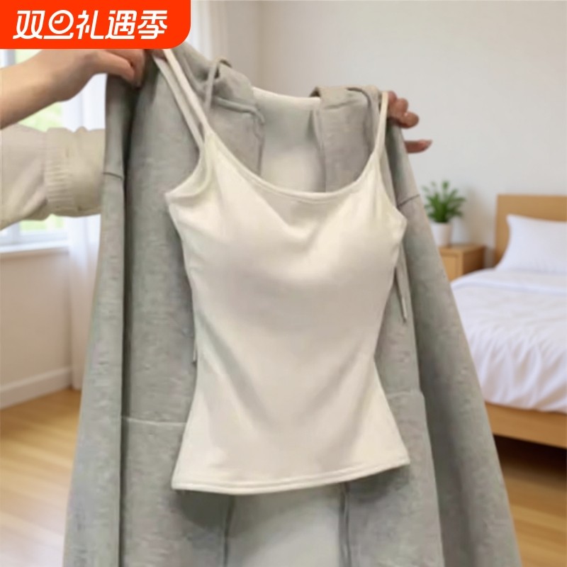 夏季白色吊带背心带胸垫女内搭2025新款美背文胸一体外穿打底上衣