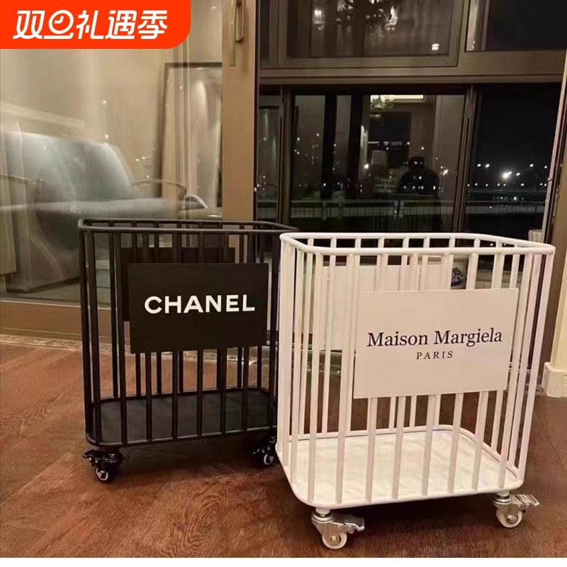 可移动铁艺脏衣篓北欧风浴室放脏衣服篮家用儿童大号玩具桶收纳筐