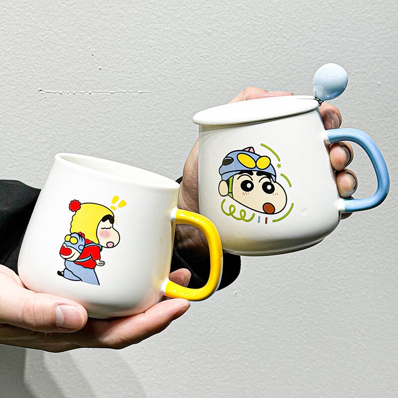 卡通可爱超萌陶瓷马克杯带盖勺男女生情侣咖啡早餐家用办公室水杯