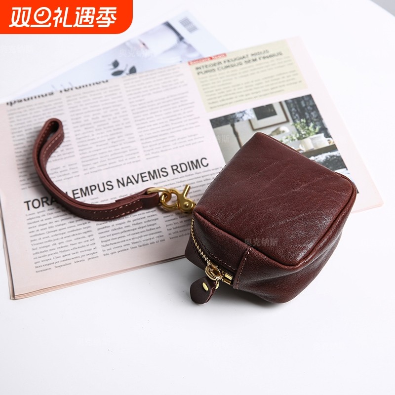 手工风格零钱包女PU车钥匙包复古文艺高级感耳机口红包收纳卡包