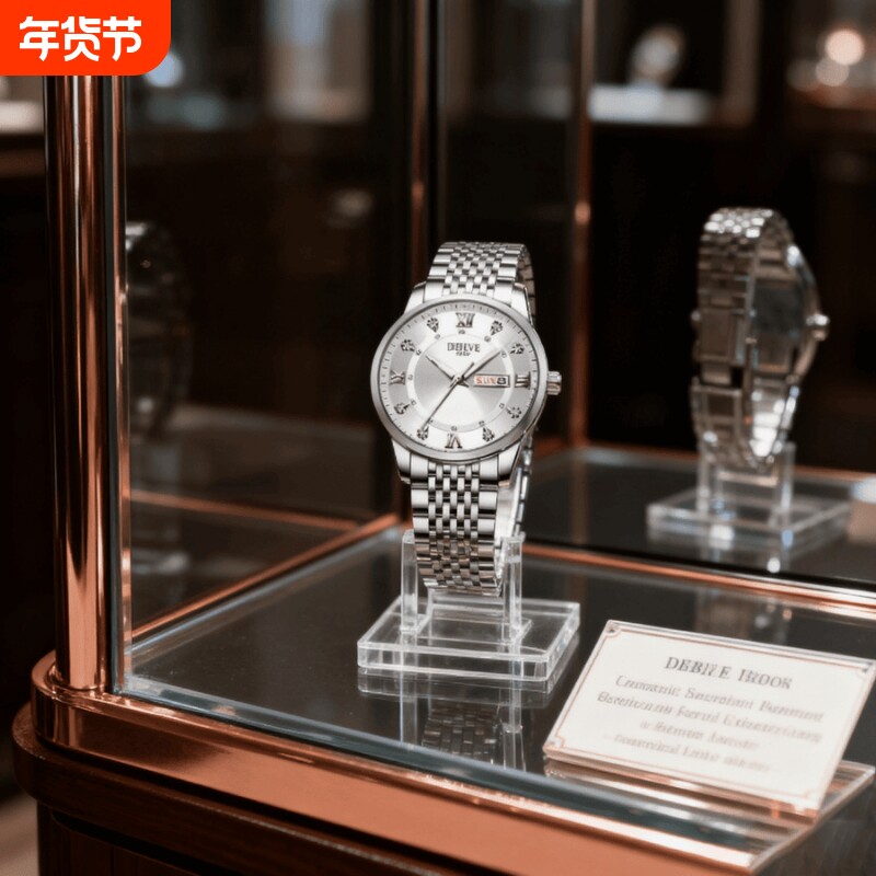 正品瑞士2024新款手表男士全自动机械风防水精钢带双日历男表夜光