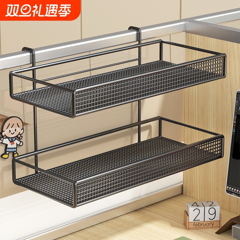 办公桌挂篮桌面工位屏风隔板悬挂式置物架办公用品收纳挂架子双层