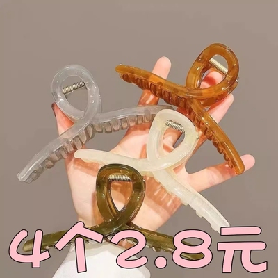 新款超大号鲨鱼夹抓夹发夹女果冻色气质头饰发卡色黑色绿色夏季