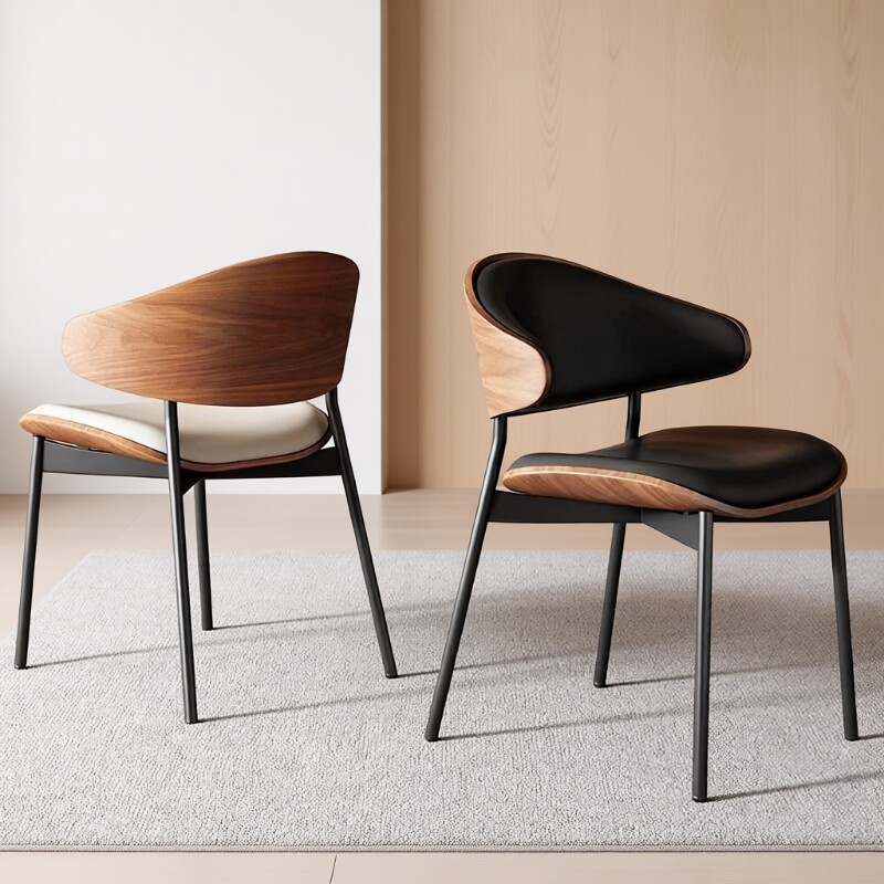 意式网红简约胡桃木伊姆斯椅子酒店餐厅咖啡厅轻奢意式实木餐桌椅