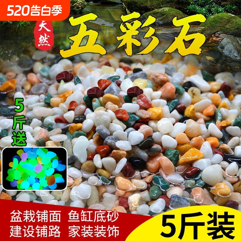雨花石鱼缸底砂彩色石子火山石造景乌龟沙多肉盆栽养花铺面石摆件