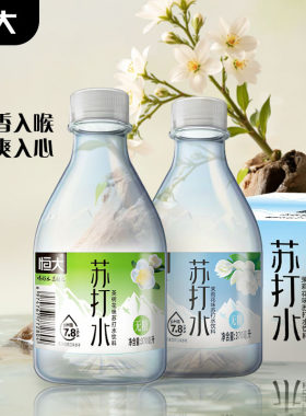 恒大茉莉花味苏打水370ml瓶装饮料原味饮品整箱无糖荔枝矿泉水