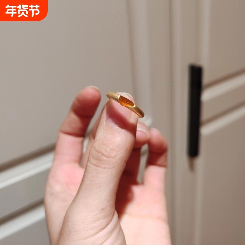 蛋面黄水晶招财转运戒指女神简约小众设计感新款复古轻奢百搭戒指